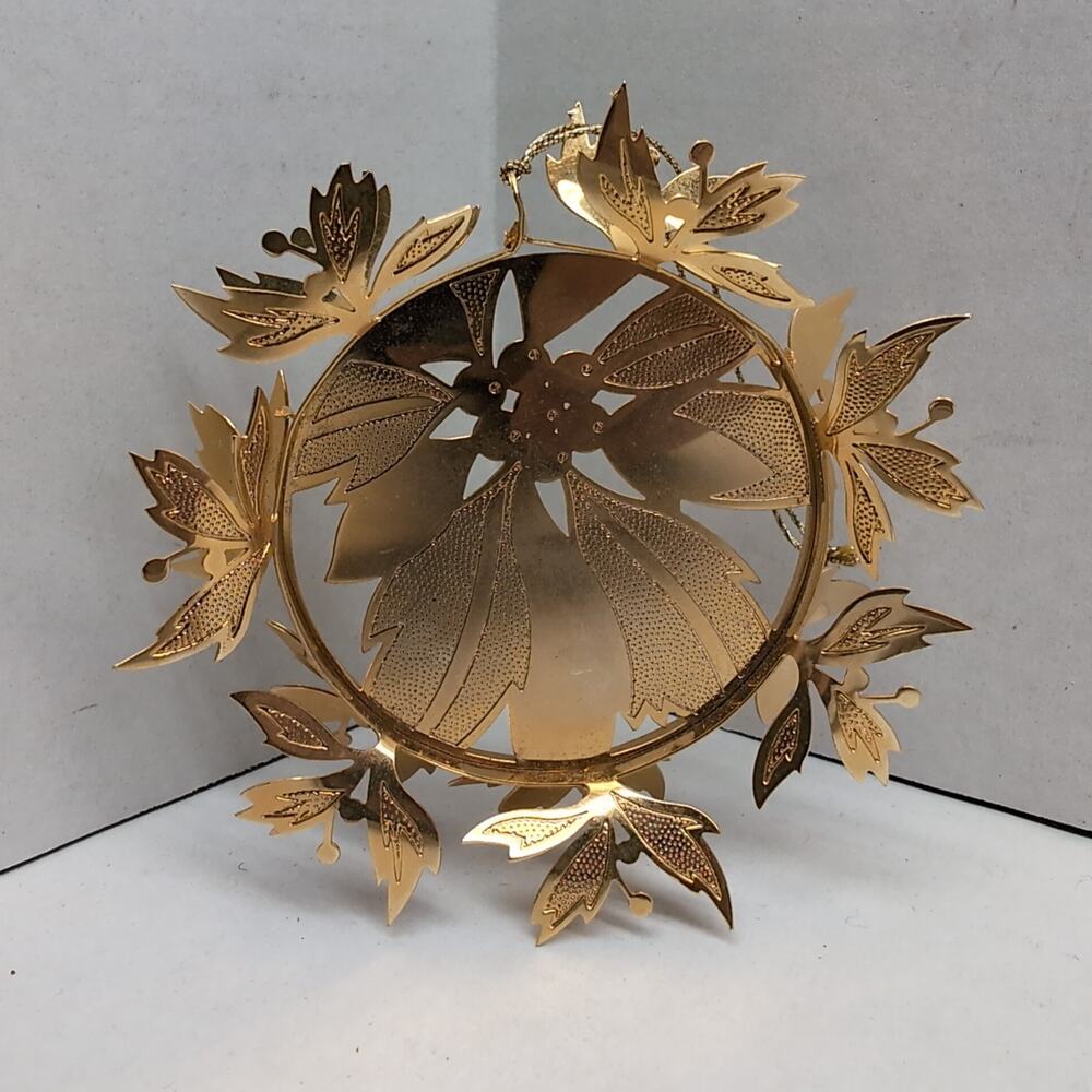 Tamerlane Gold Finish Christmas Ornament Poinsettia 18028 1983